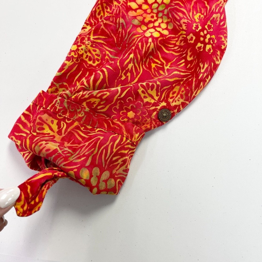 Soft Surroundings Hooded Top PM Red Yellow‎ Floral Boho Coastal Artsy Travelwear - Picture 8 of 9